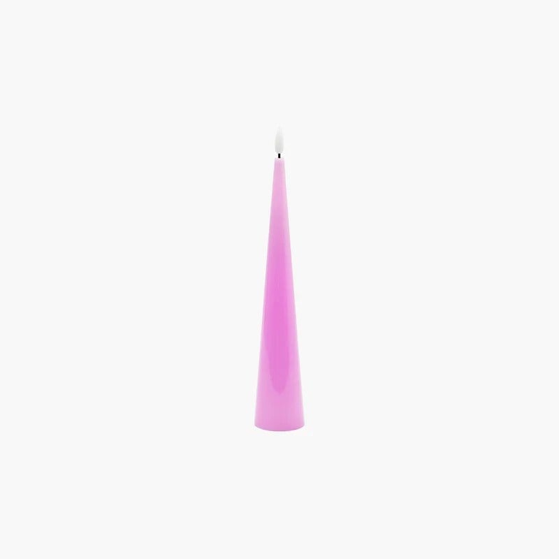 Konik Led Işık Pembe Mum 26,5cm