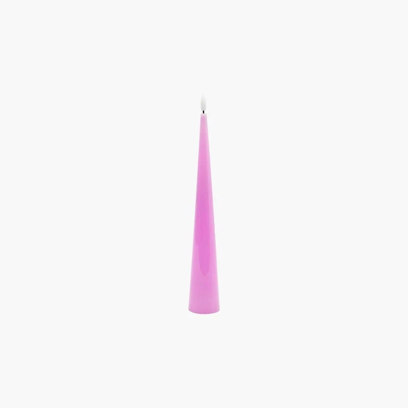 Konik Led Işık Pembe Mum 31cm