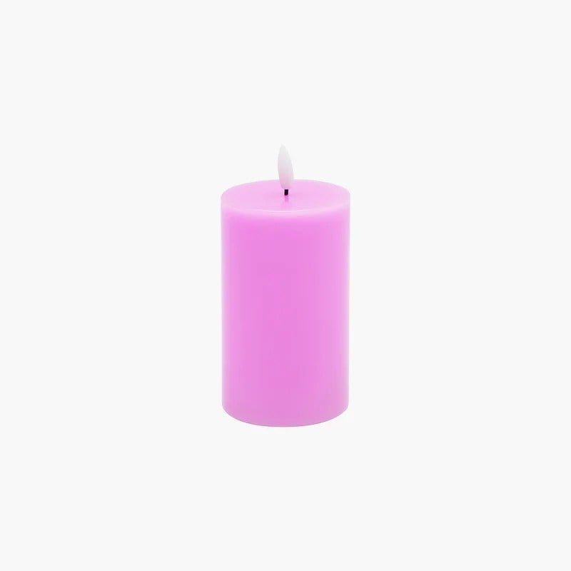 Led Işık Pembe Mum 12,5cm