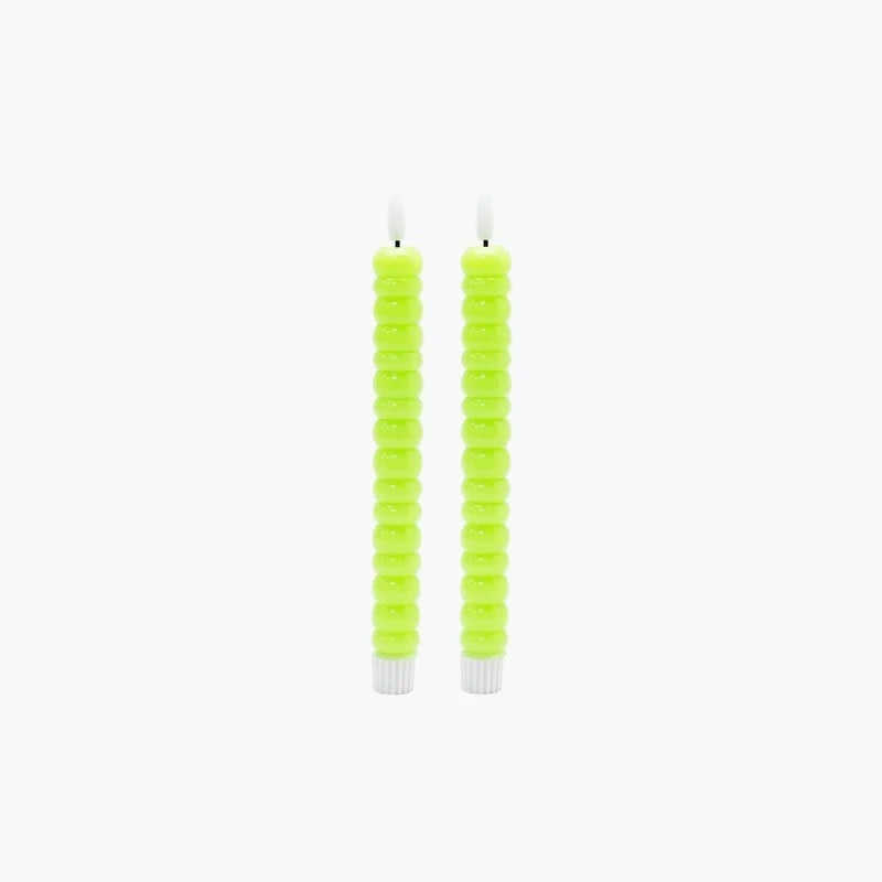 Set Boğumlu Led Işık Yeşil Mum 22cm 2'li