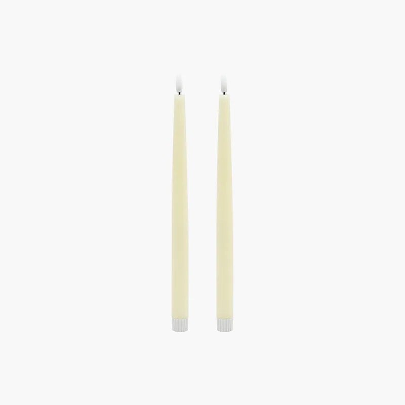 Set Led Işık Krem Mum 30,5cm 2'li