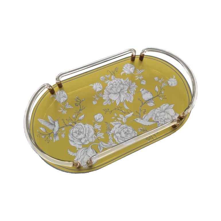 Sivella  Rose Glow Yellow Oval Pleksi Tepsi