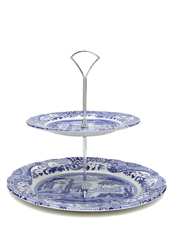 Spode Blue Italian 2li Porselen Kek Standı