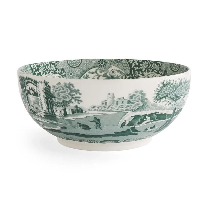 Spode Heritage Green Italian Yuvarlak salata servis 29 CM