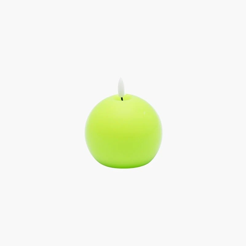 Yuvarlak Led Işık Yeşil Mum 12cm