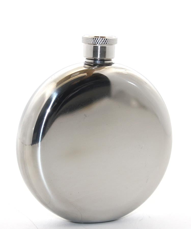 Paslanmaz Çelik Yuvarlak 5 Oz Tekli Matara Çelik Renk
