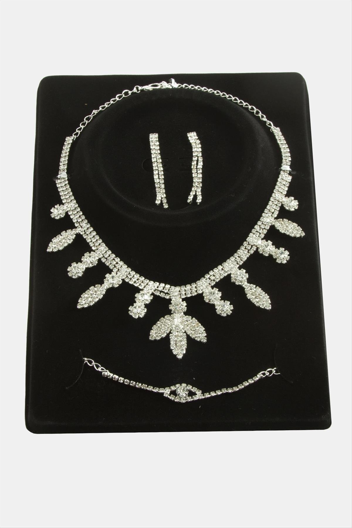 Yaprak Taşlı Lüks Set Kolye