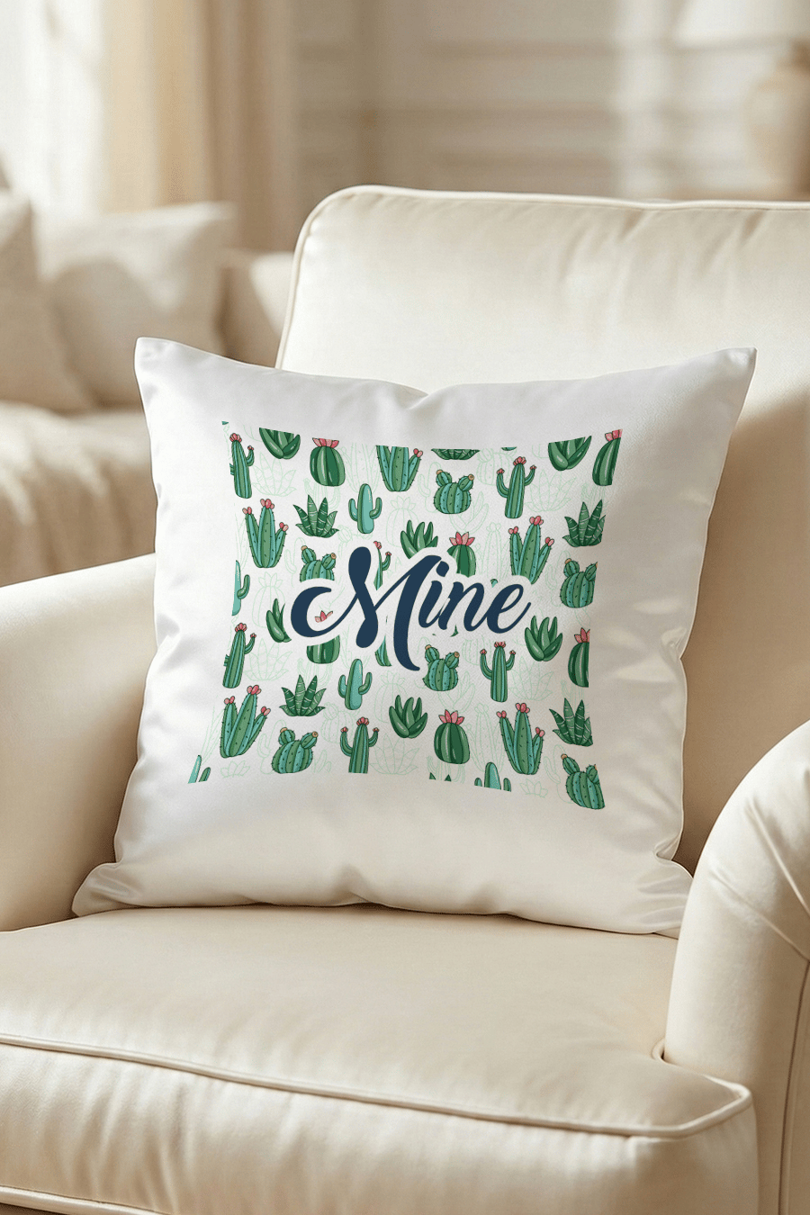 Desen Kaktüs Kişiye Özel Yastık