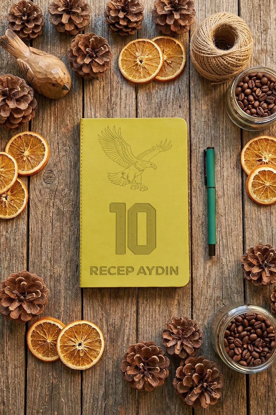 Siyah Beyaz Taraftar Kişiye Özel Defter ve Kalem
