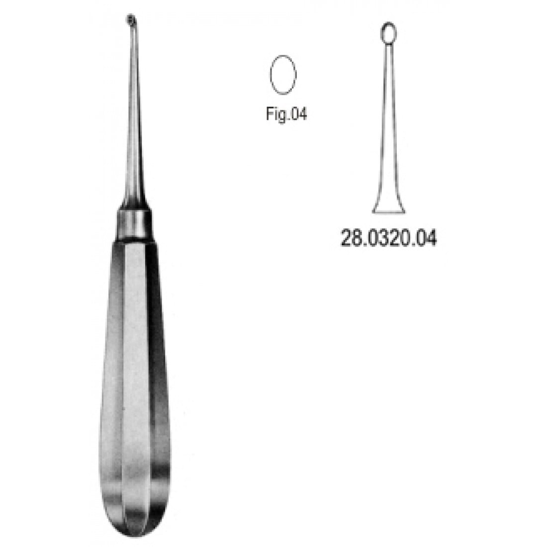 28.0320.04 USA Model Kemik Küreti Düz 16cm Fig.4
