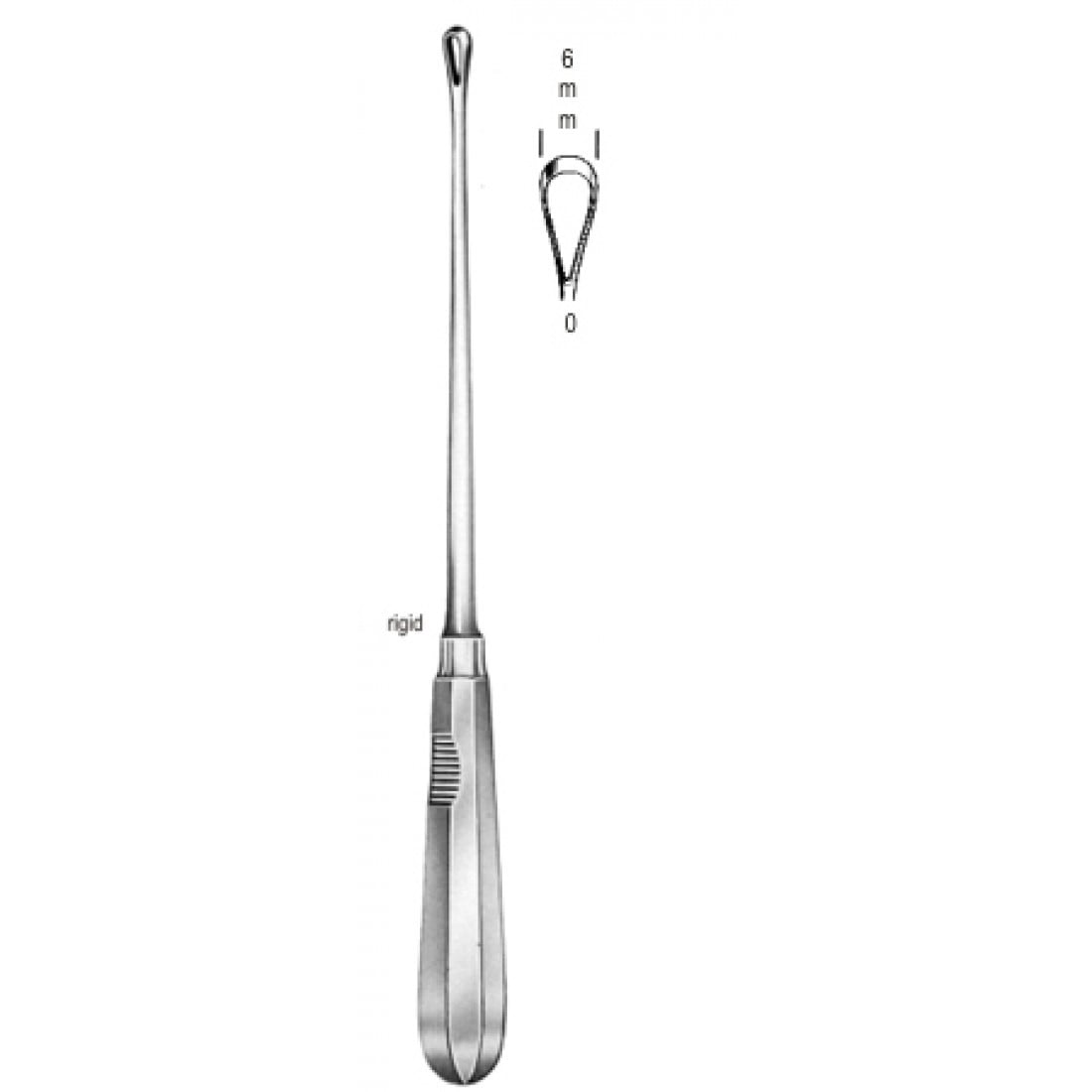 60.0852.06 Recamier Küret Sert Künt 6mm, 31cm Fig.0