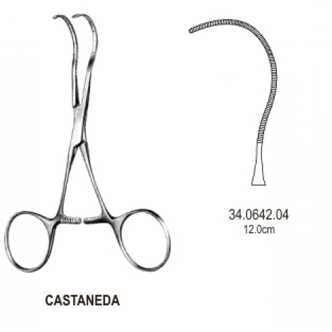 34.0642.04 Castaneda Yenidoğan Klemp Çok İnce Eğri 12cm