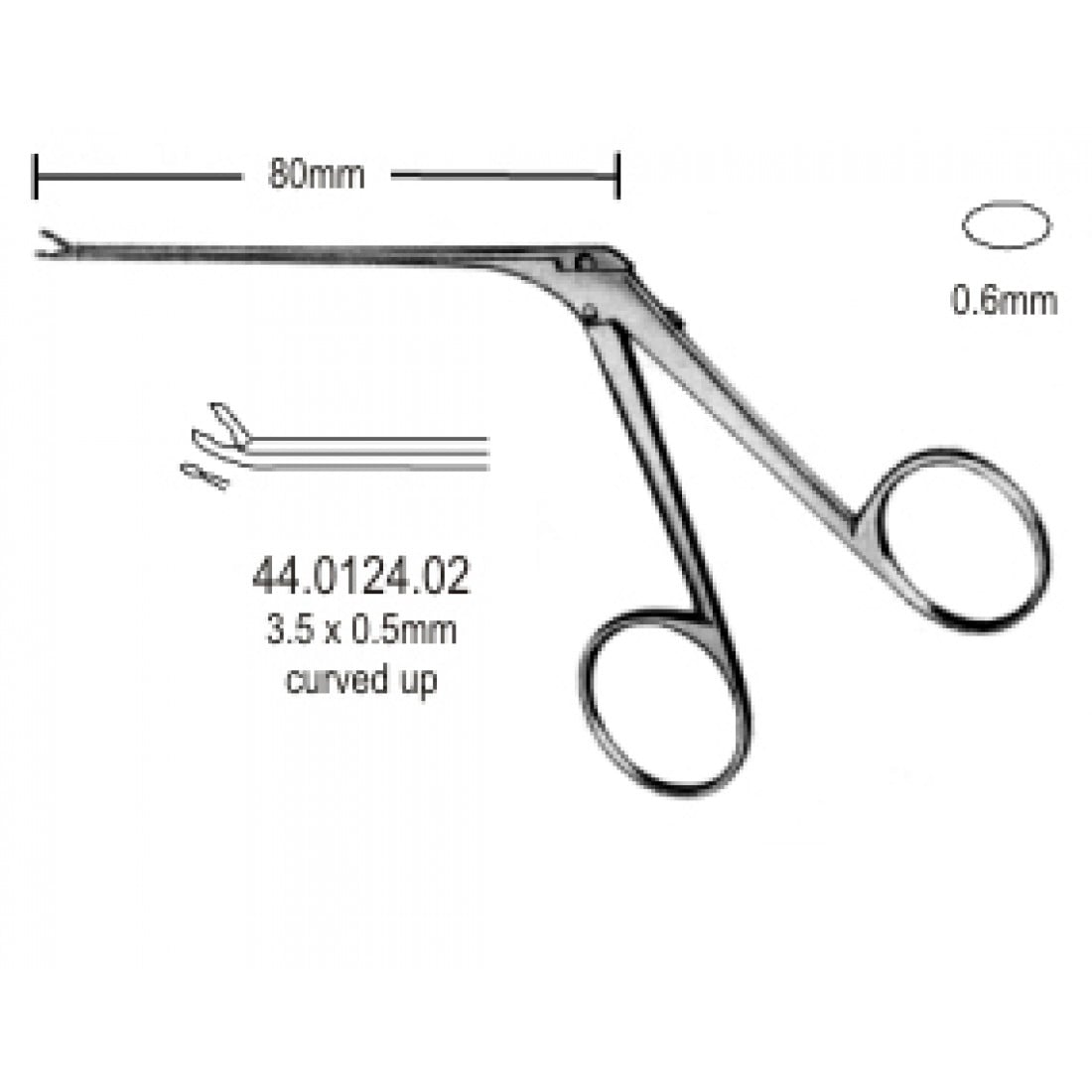 44.0124.02 Mikro Kulak Forsepsi Forseps Yukarı Açılı 0.5x0.6mm, 8cm