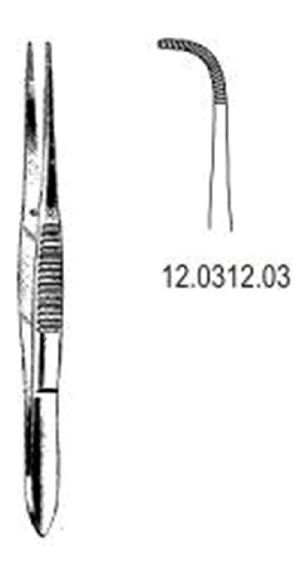12.0312.03 İnce Forseps Eğri 10.5cm
