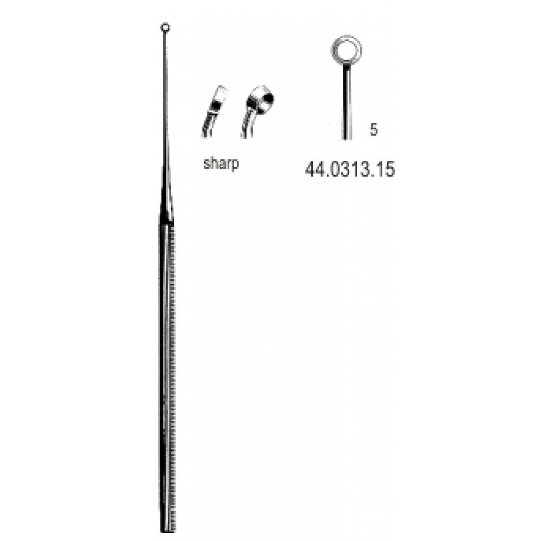 44.0313.15 Buck Kulak Küreti Eğri Keskin, 5, 16.5cm