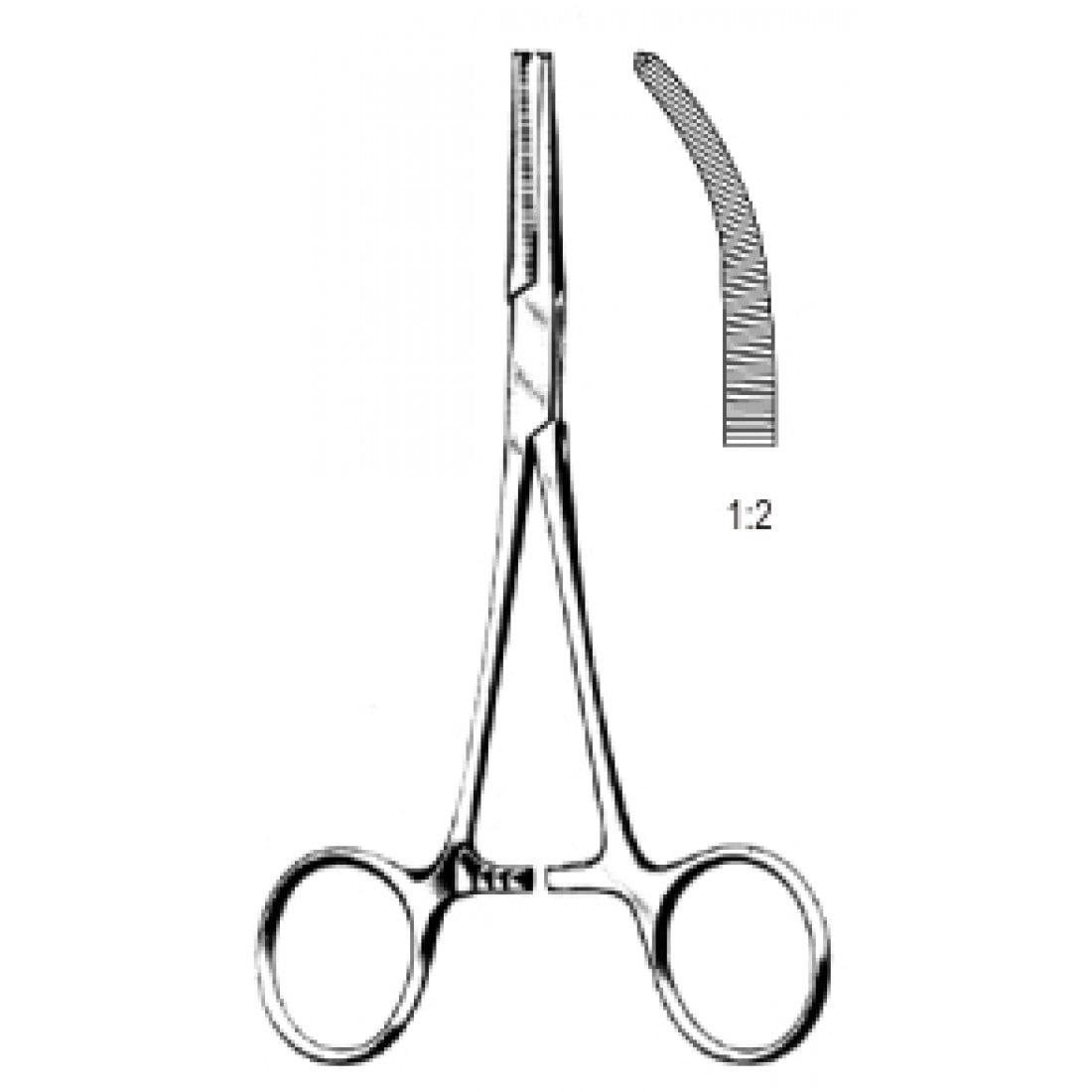 14.0097.14 Crile Hemostatik Forseps Eğri 1x2T 14cm