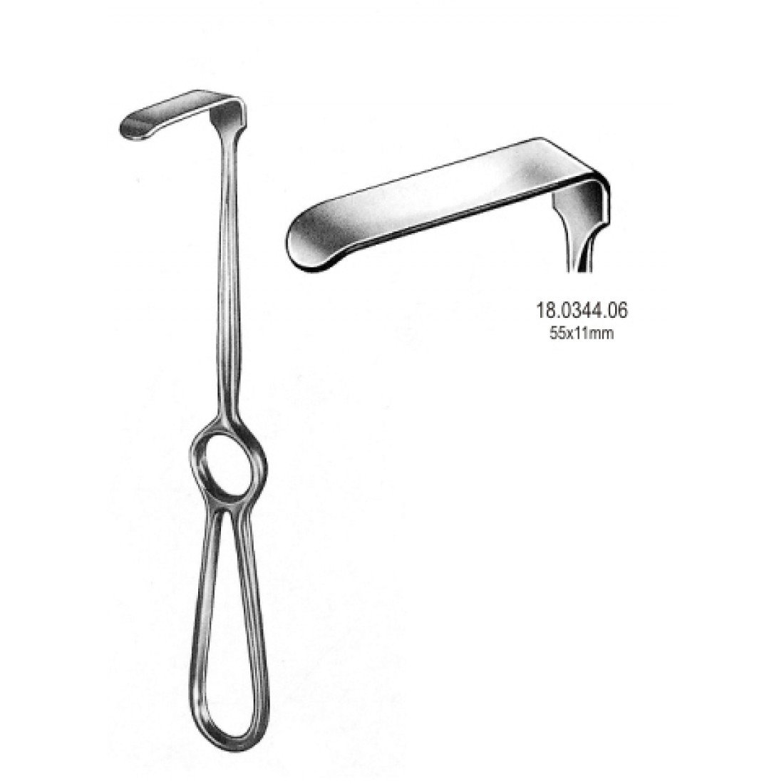 18.0344.06 Kocher Langenbeck Ekartör 55x11mm, 21.5cm