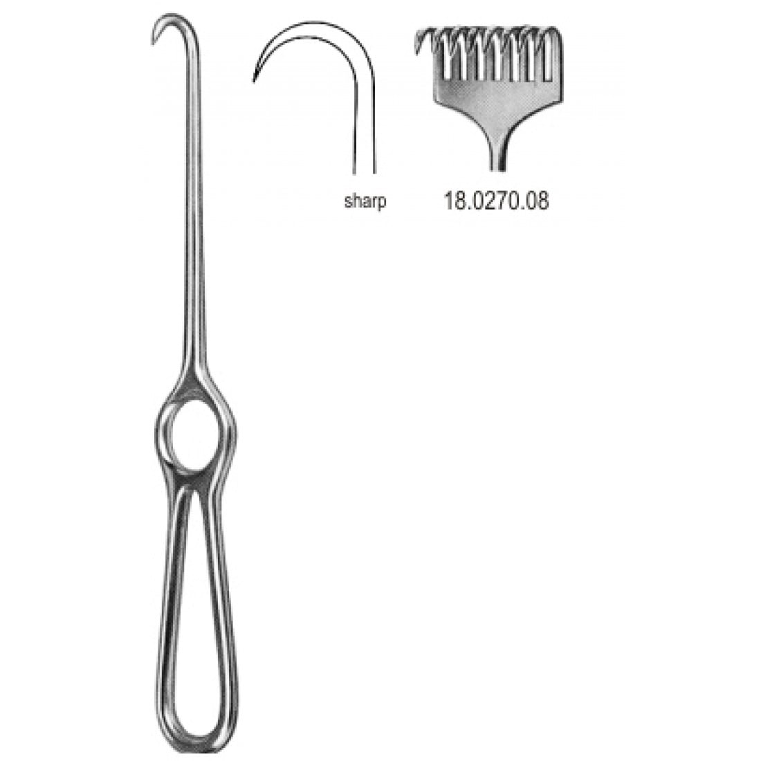 18.0270.08 Kocher Ekartör 8 Dişli Keskin 22cm