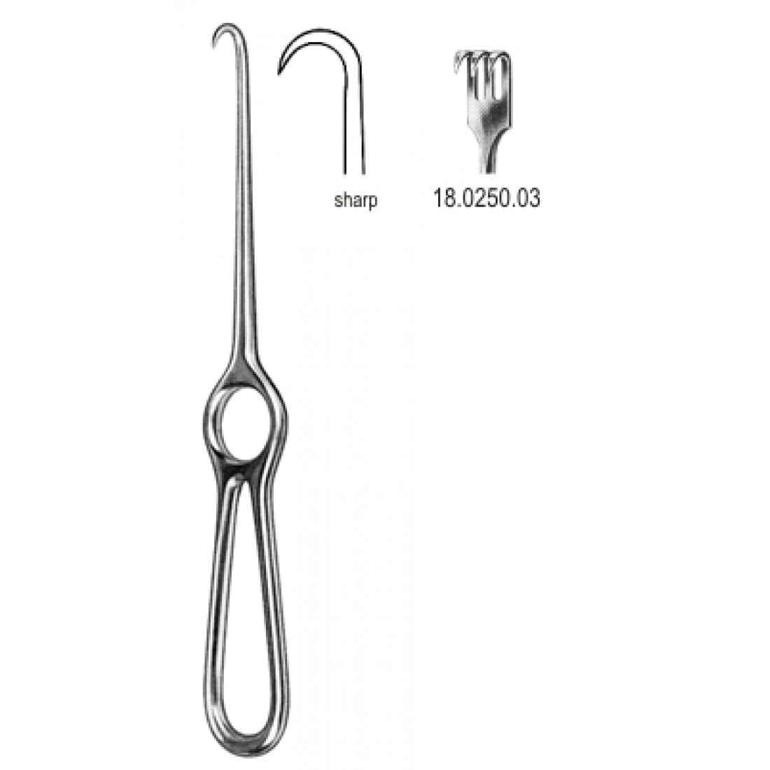 18.0250.03 Volkmann Ekartör Keskin 3 Dişli  21.5cm