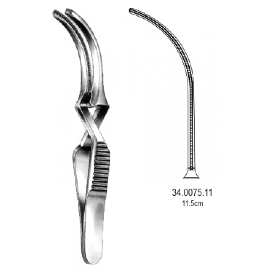 34.0075.11 DeBakey Buldog Klemp Atravmatik Eğri 11.5cm