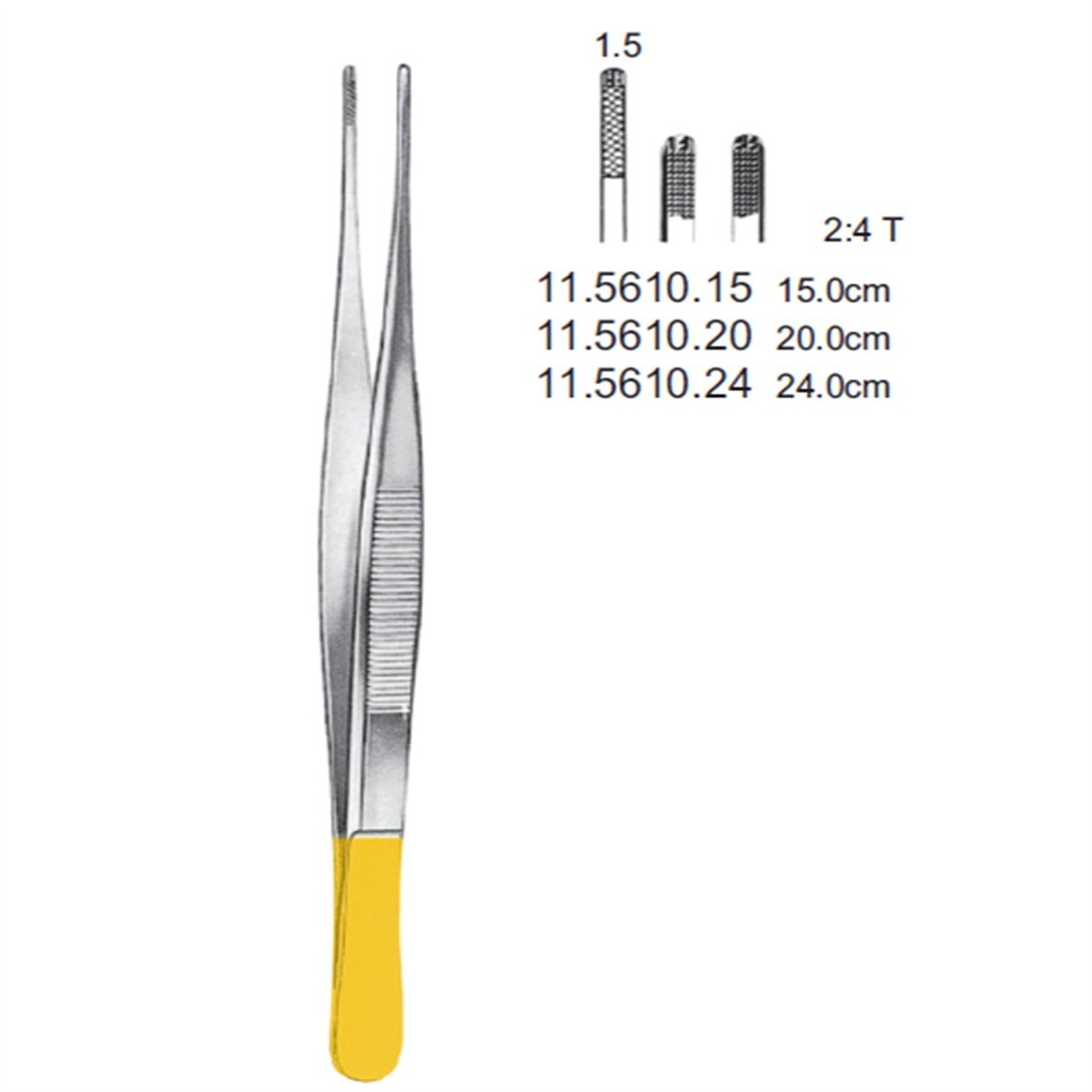 11.5610.15 DeBakey Forseps 2x4T, 1.5mm, 15cm TC