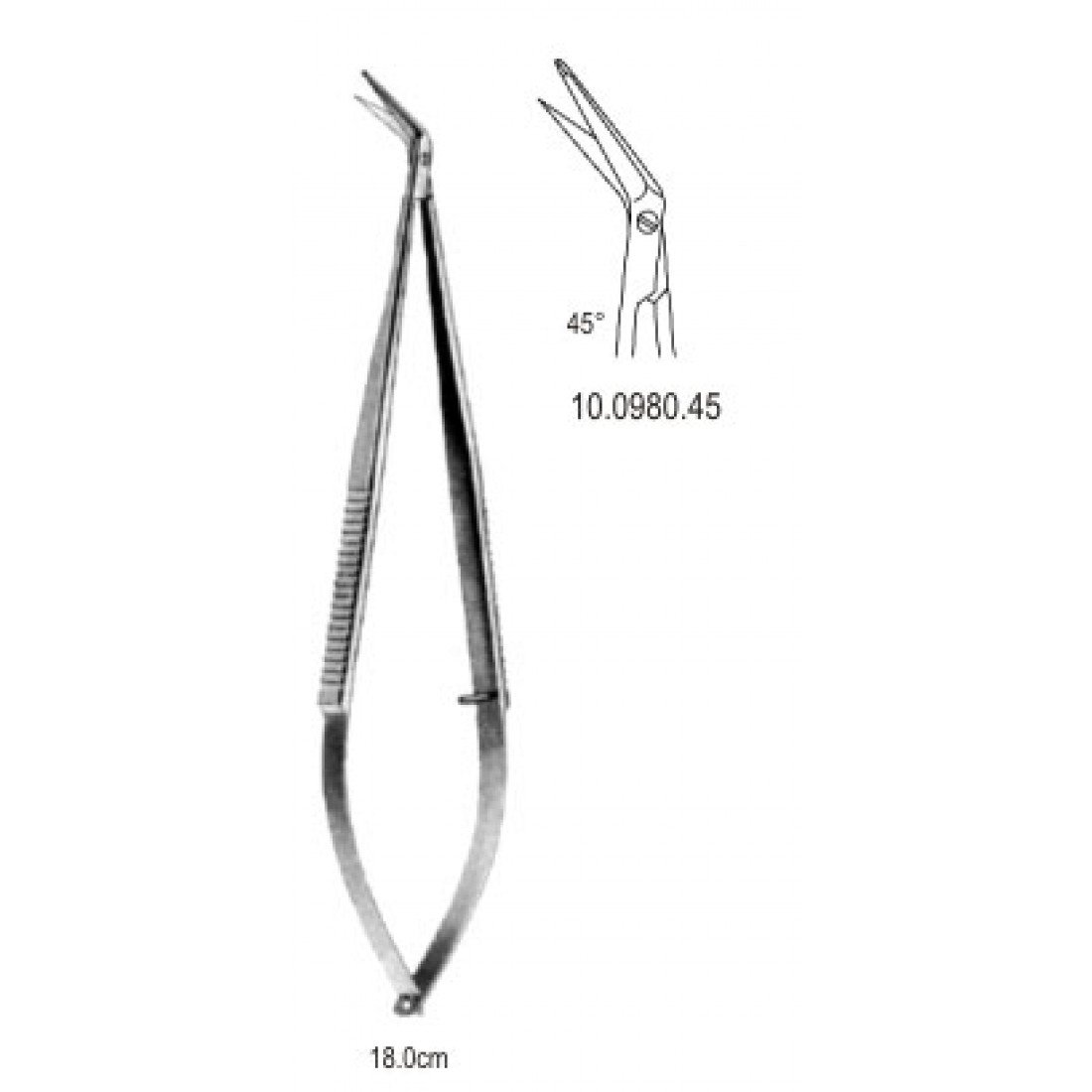 10.0980.45 Mikro Makas 45ø açılı 18cm
