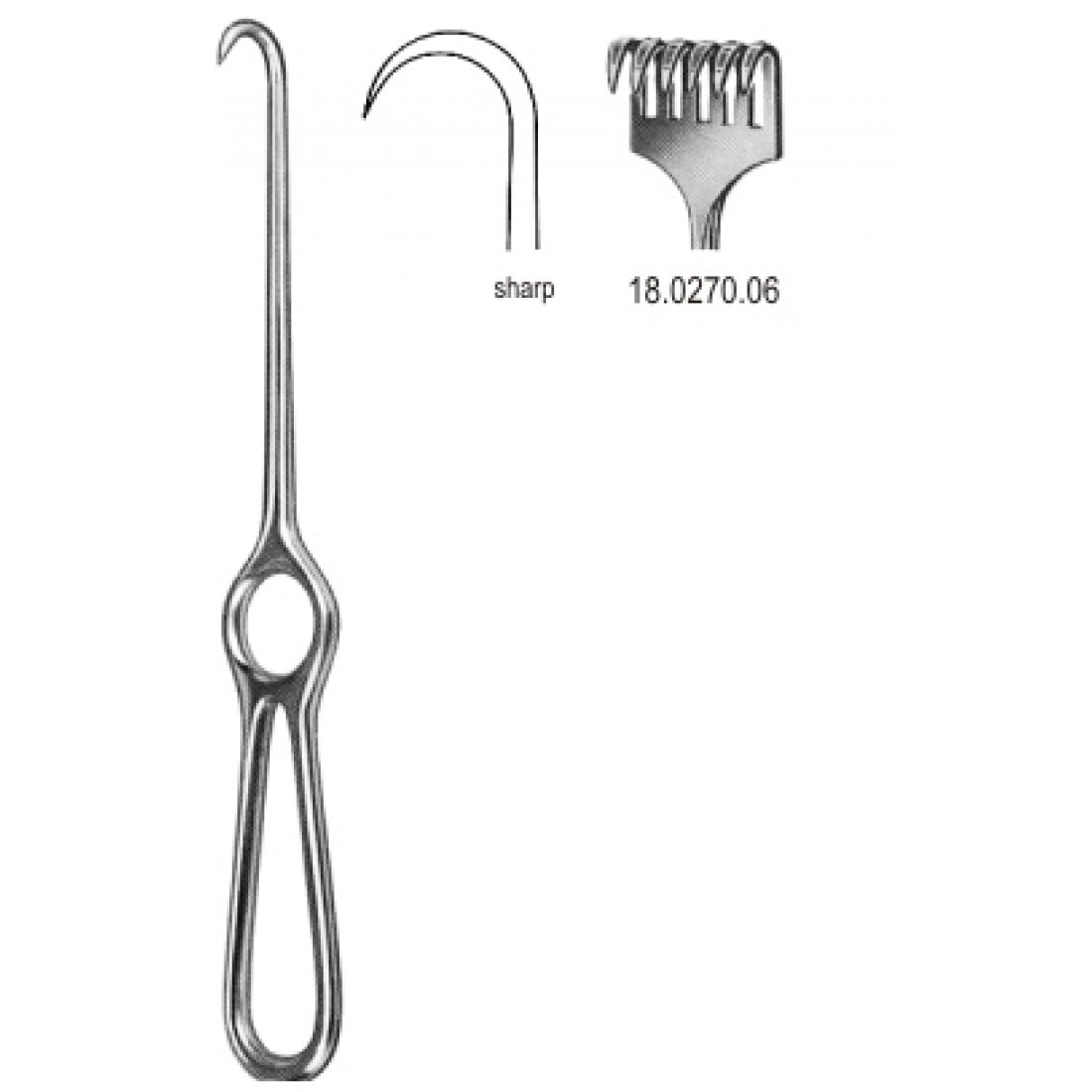 18.0270.06 Kocher Ekartör 6 Dişli Keskin 22cm
