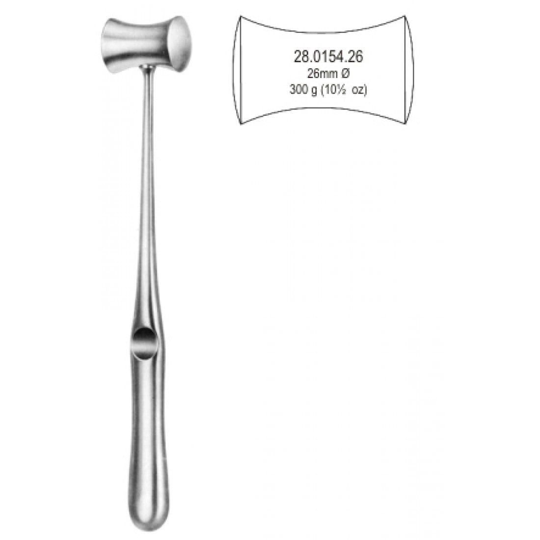 28.0154.26 Williger Çekiç Kurşun dolgulu 300g, 26mm,24cm