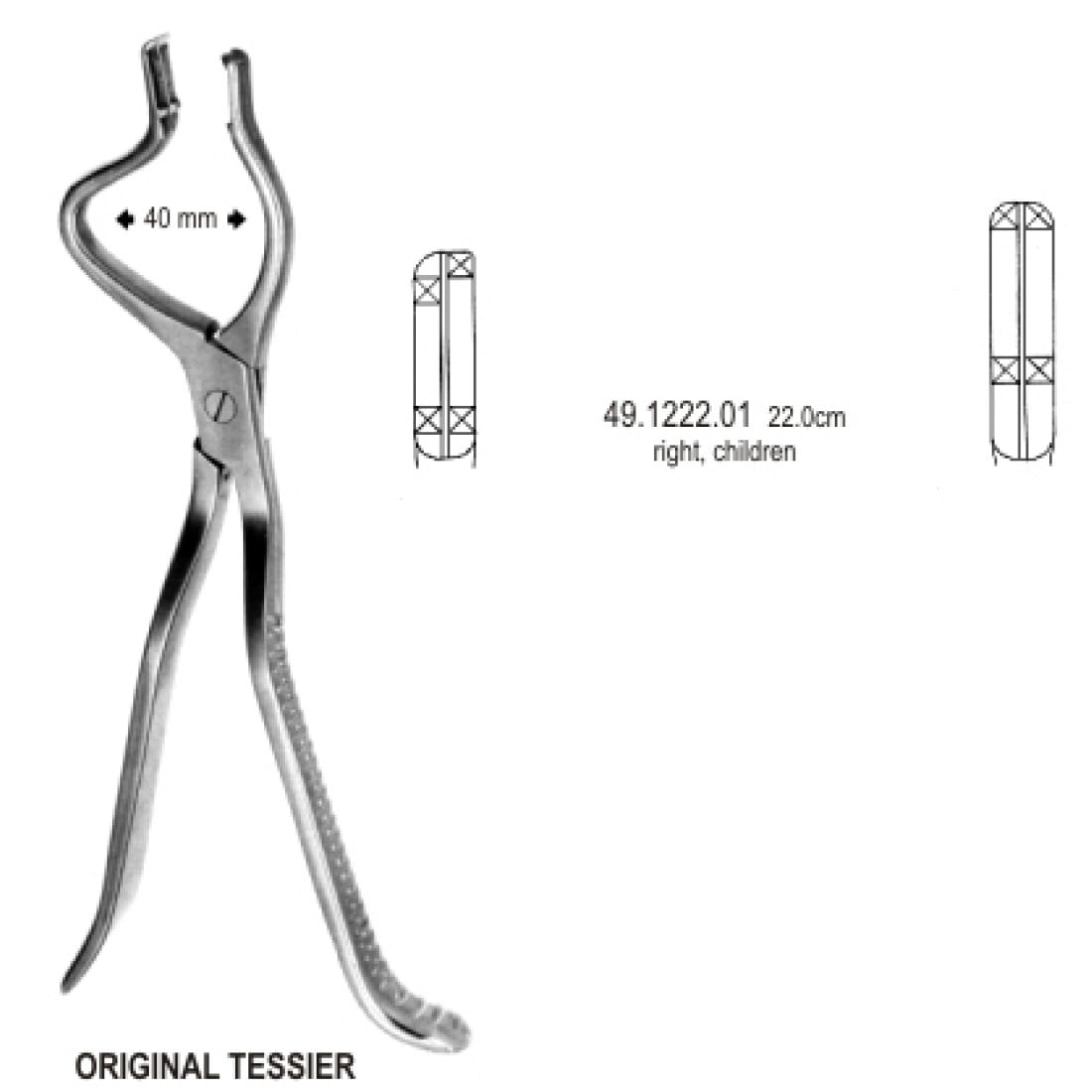 49.1222.01 Tessier Forseps Sağ Çocuk 22.5cm