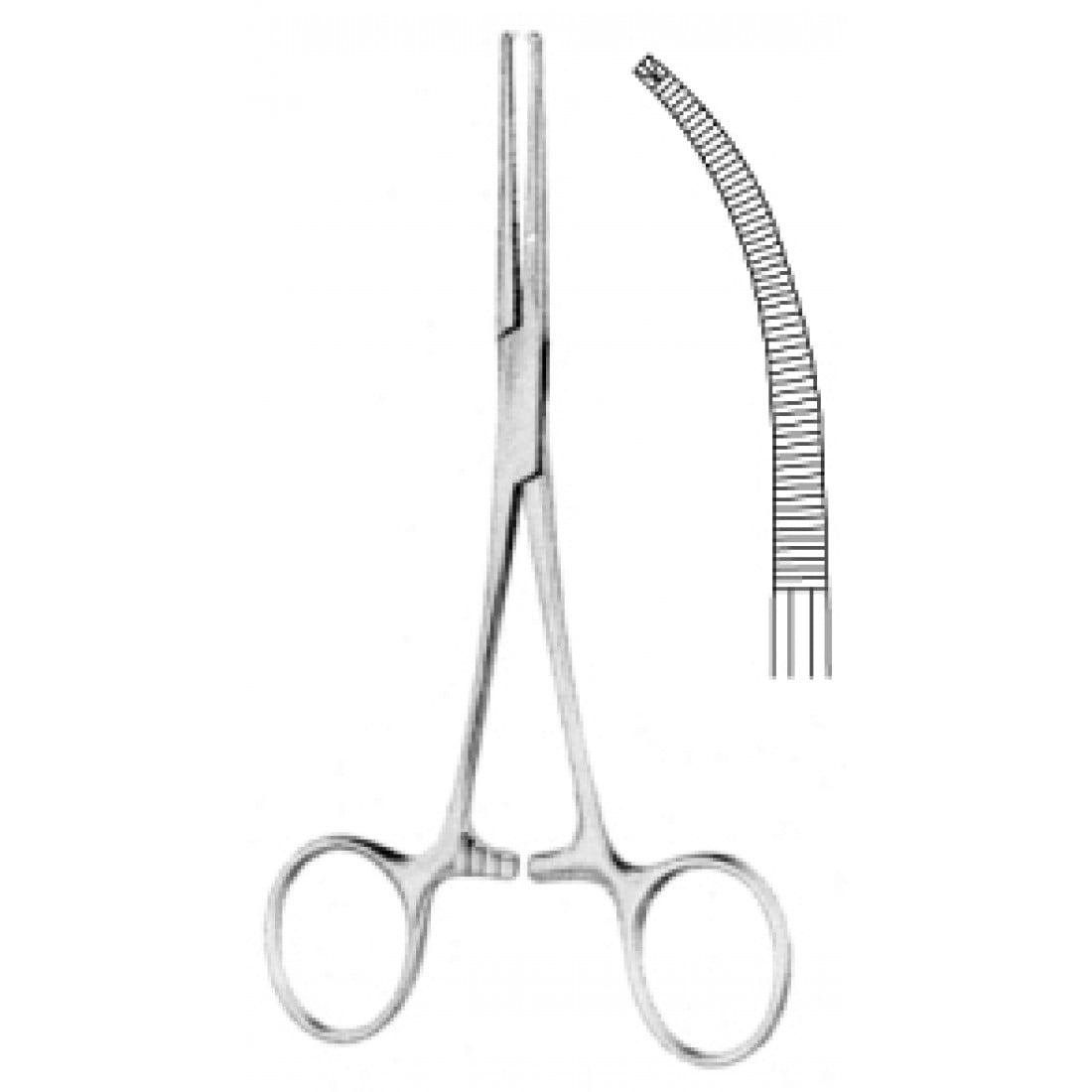 14.0237.16 Kocher Hemostatik Forseps  1x2T Eğri 16cm
