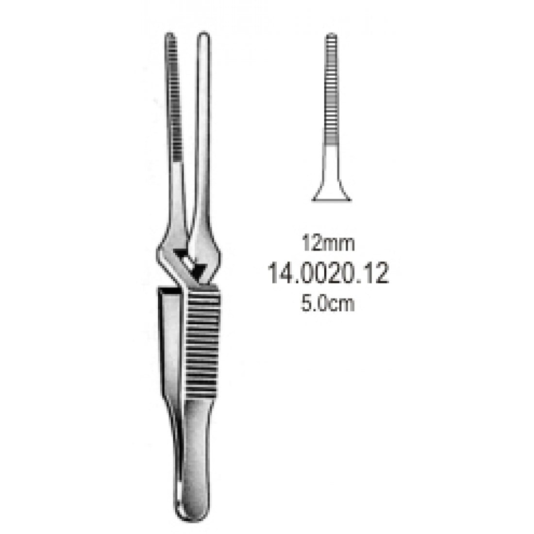 14.0020.12 Diethrich Bulldog Klemp Düz  12mm 5cm