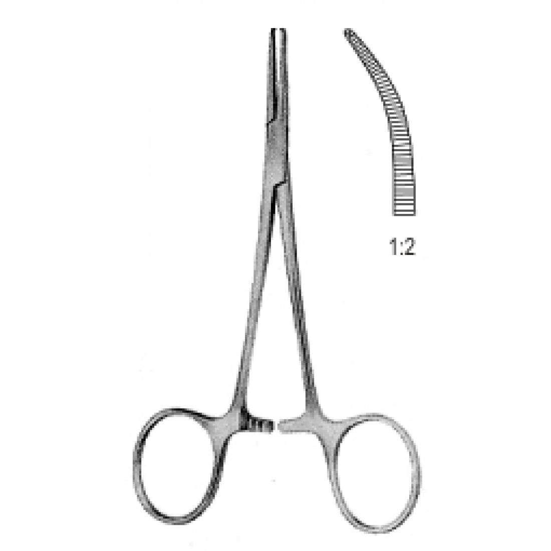 14.0063.14 Halstead Mosquito Forseps Eğri 1x2T 14cm