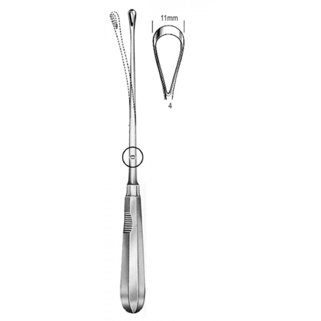 60.0856.11 Recamier Küret Esnek Künt 11mm, 31cm Fig.4