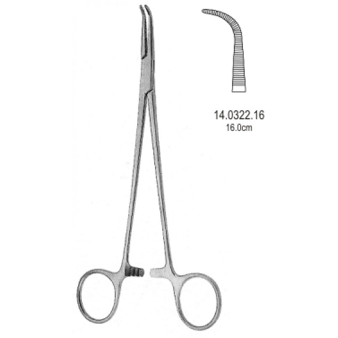 14.0322.16 Gemini Hemostatik Forseps Eğri 16cm