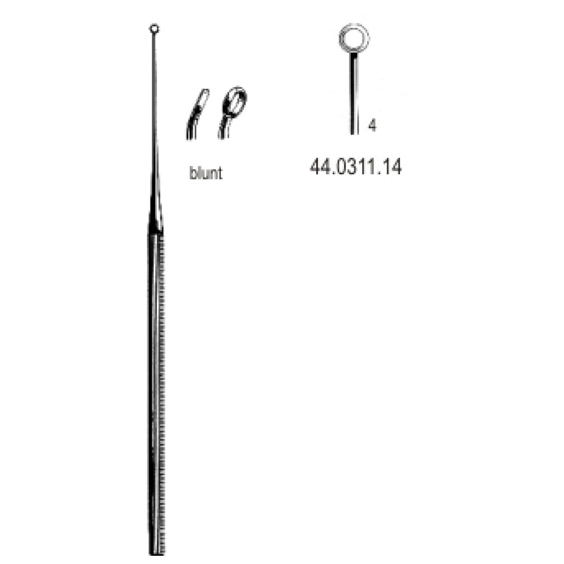 44.0311.14 Buck Kulak Küreti Eğri Künt, 4, 16.5cm