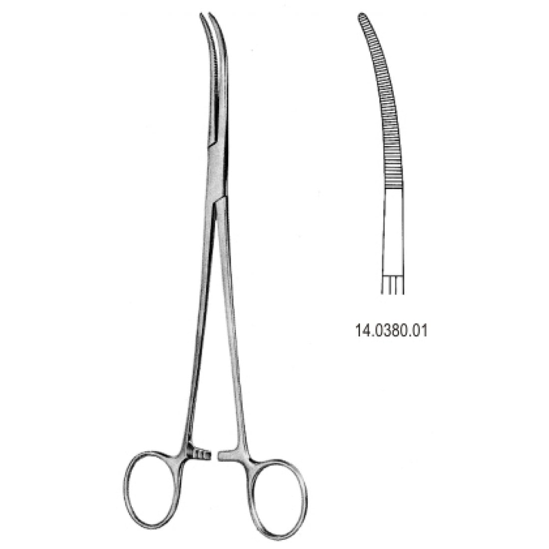 14.0380.01 Rumel Toraks Forseps Eğri 23cm