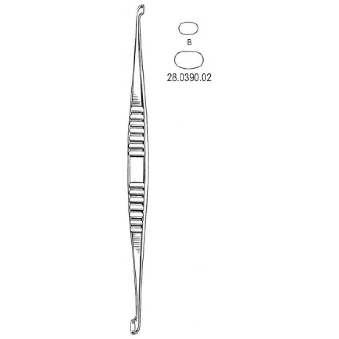 28.0390.02 Volkmann Kemik Küreti Çift Taraflı Fig.B, 21.5cm