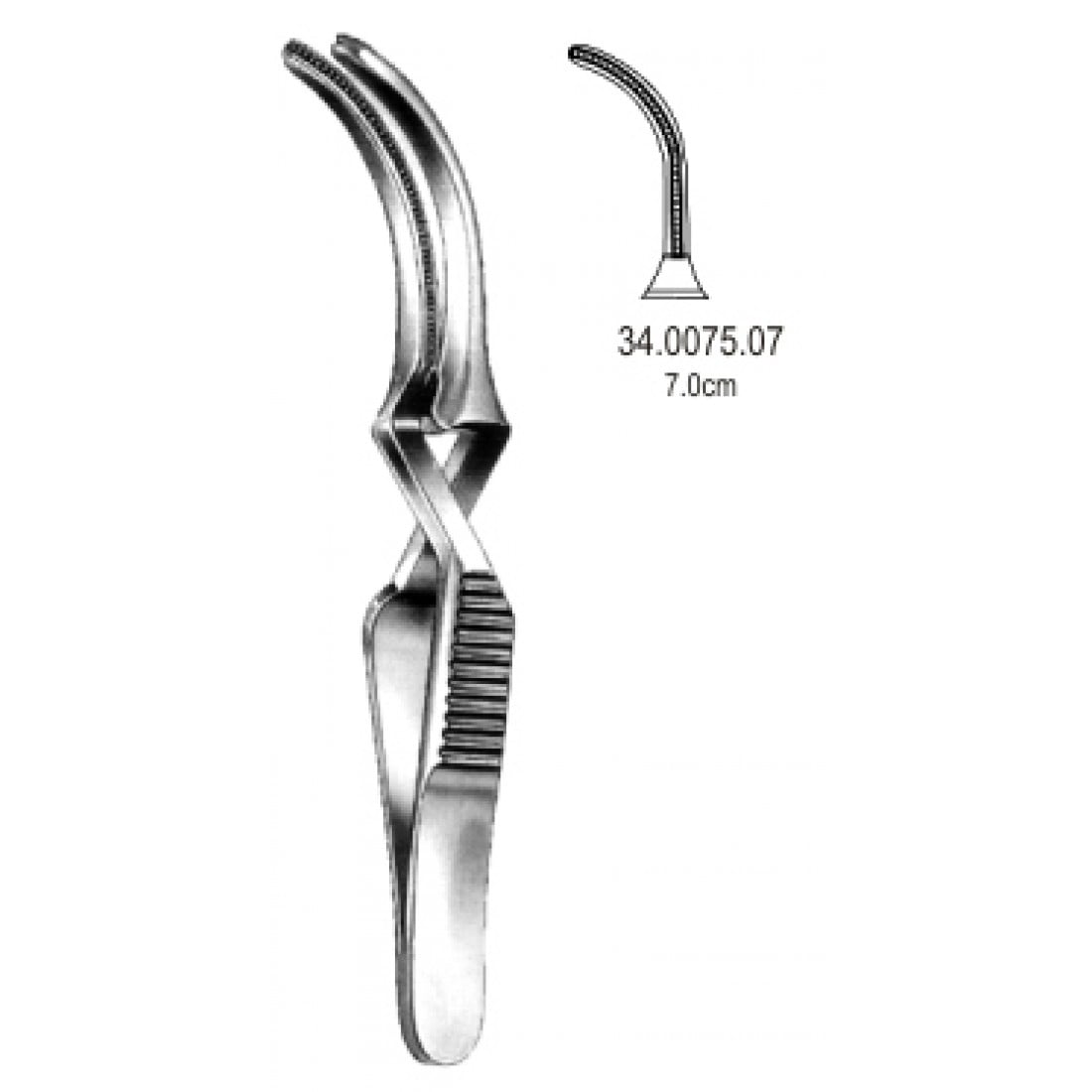 34.0075.07 DeBakey Buldog Klemp Atravmatik Eğri 7.5cm