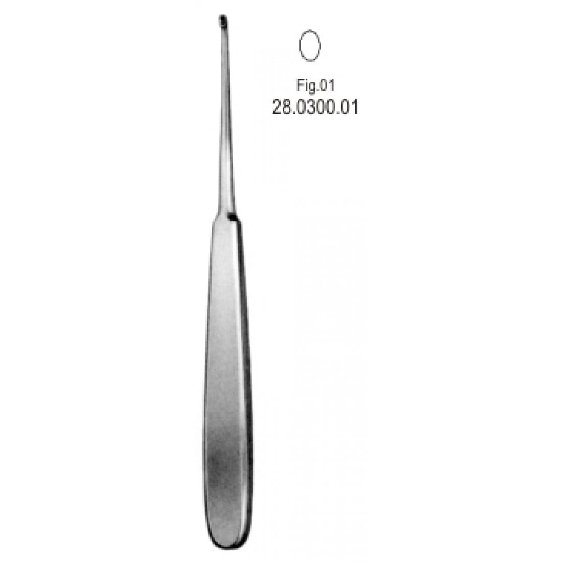 28.0300.01 Williger Kemik Küreti oval 17.5cm Fig.1