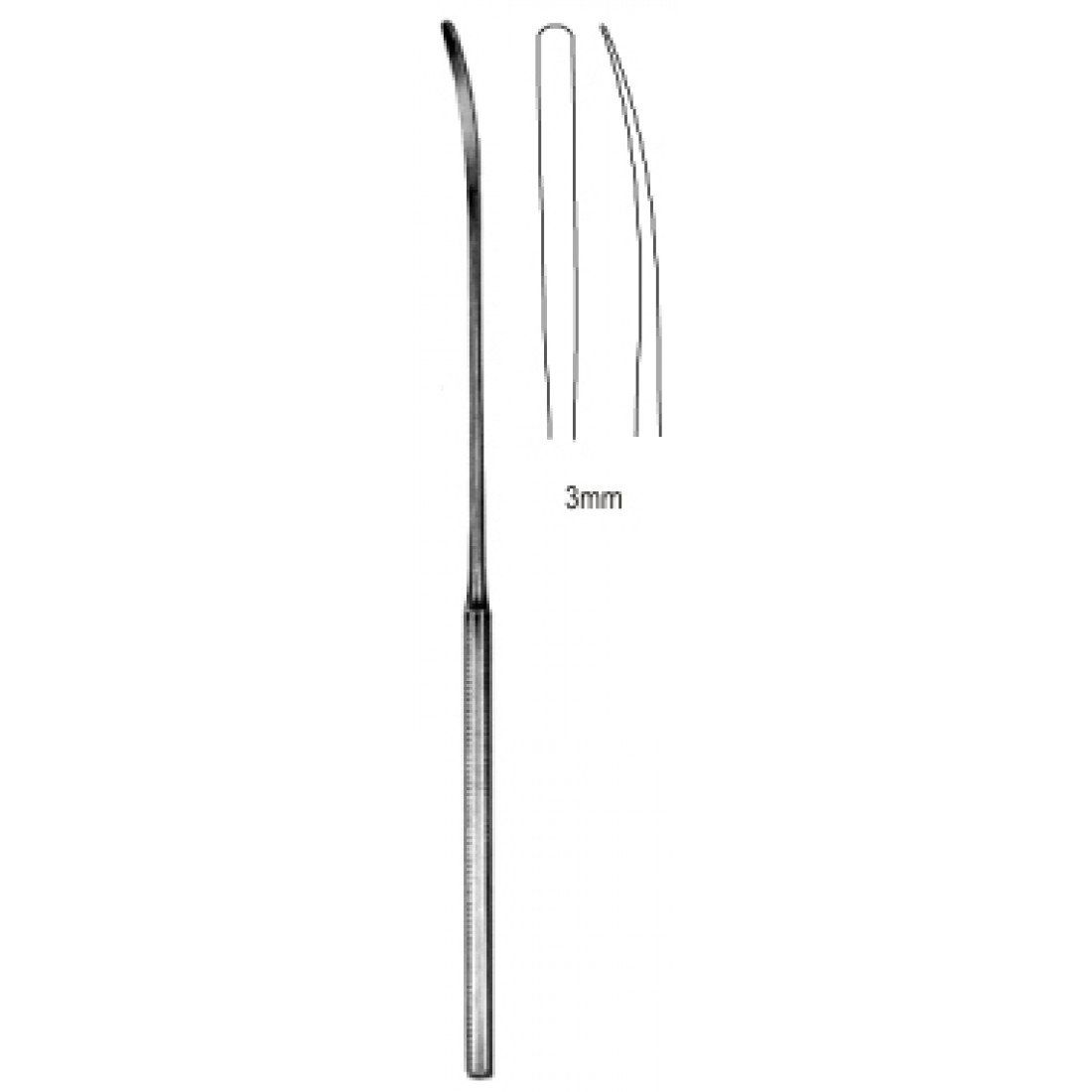 34.0800.18 Vasküler Spatula 3mm, Künt 18.5cm