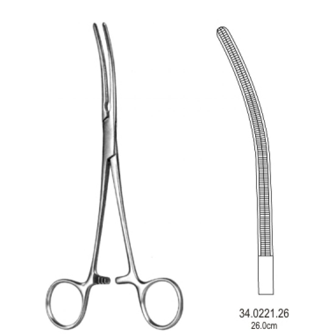 34.0221.26 DeBakey Pean Arter Forseps Eğri 26cm