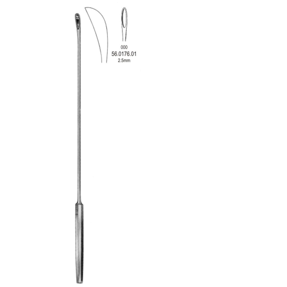 56.0176.01 Luer-Koerte Safra Taşı Kepçesi Bükülebilir 2.5mm Fig.000