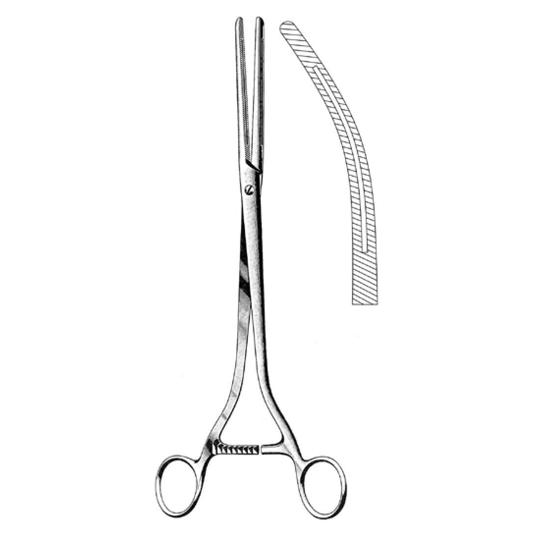 52.0281.29 Moynihan Bağırsak Klempi Pencereli Eğri 29cm