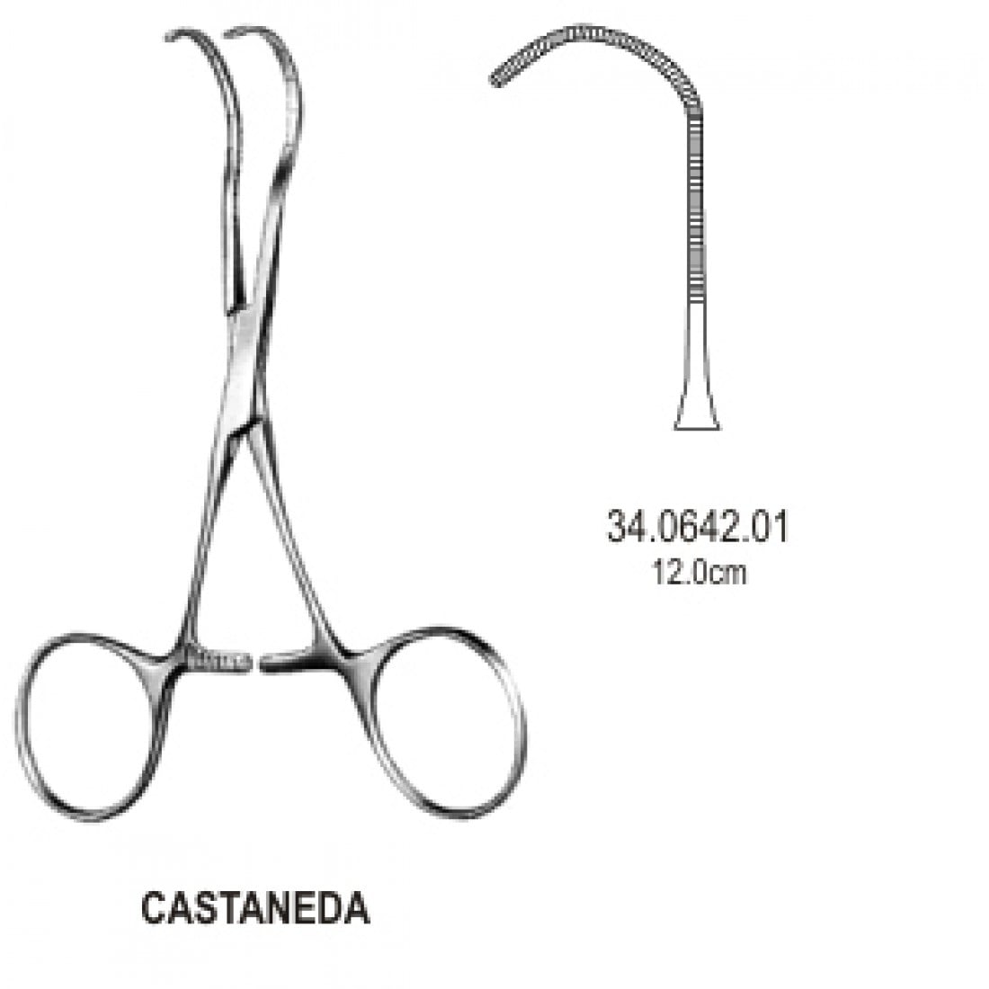 34.0642.01 Castaneda Yenidoğan Klemp Çok İnce Eğri 12cm