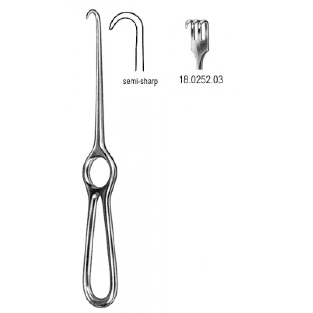 18.0252.03 Volkmann Ekartör 3 Dişli Yarı Keskin 21.5cm