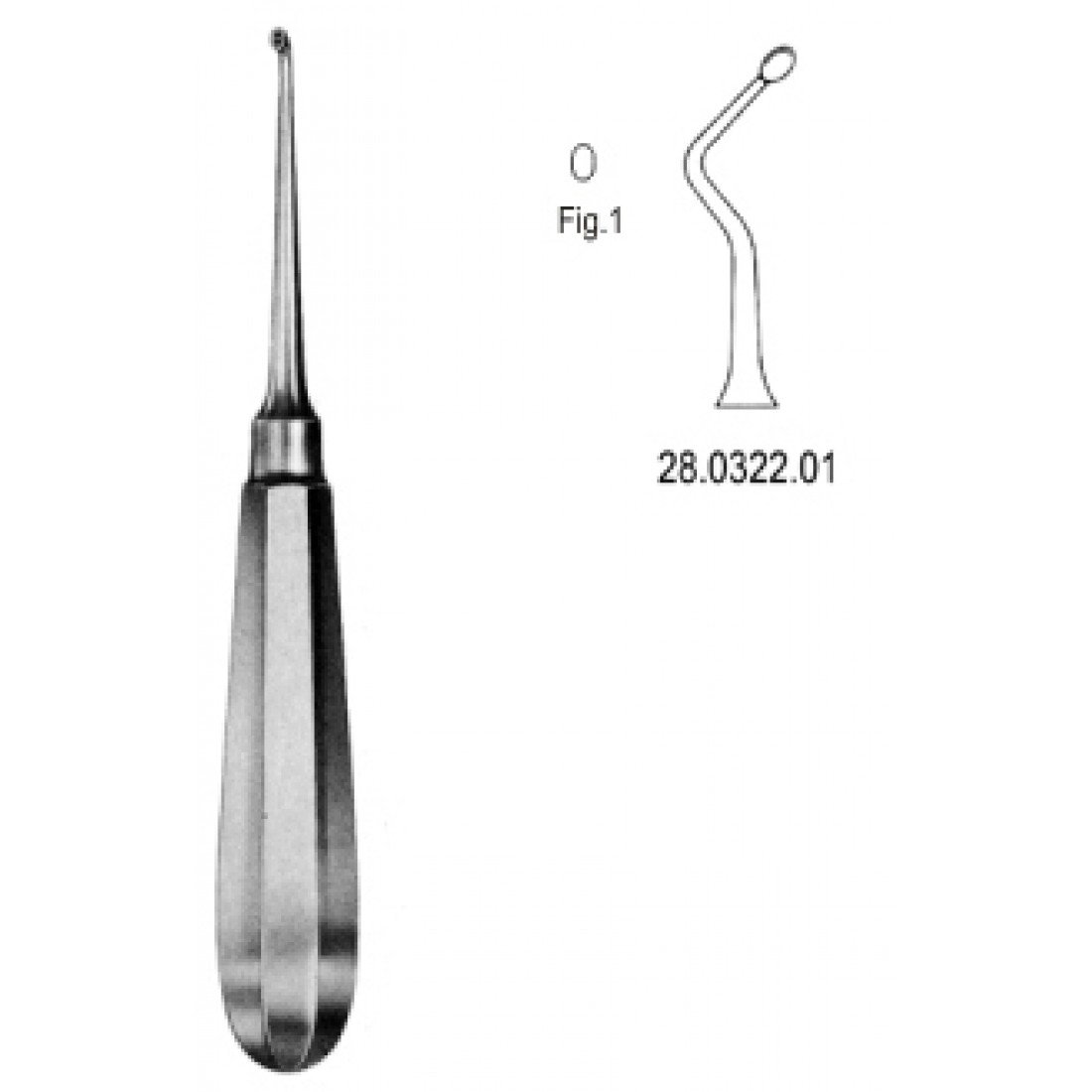 28.0322.01 USA Model Kemik Küreti Sol 16cm Fig.1