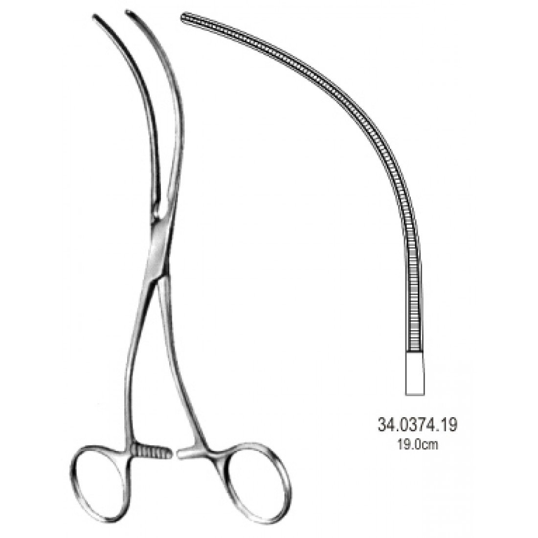 34.0374.19 DeBakey Periferik Vasküler Klemp Eğri 19cm
