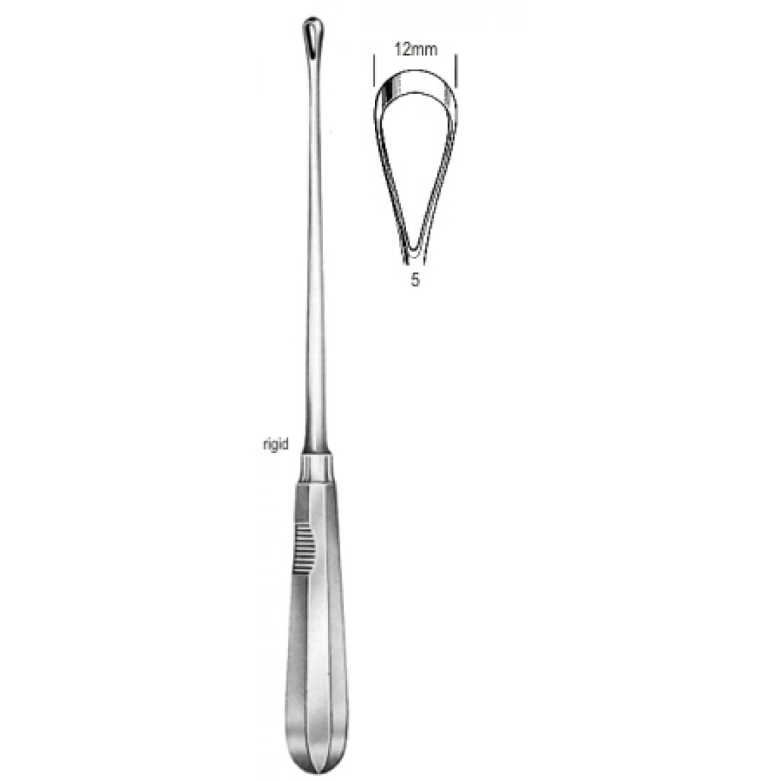 60.0852.12 Recamier Küret Sert Künt 12mm, 31cm Fig.5