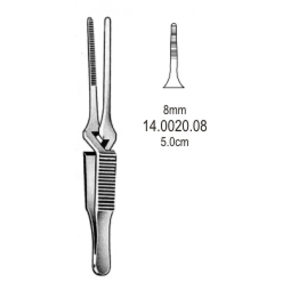 14.0020.08 Diethrich Bulldog Klemp Düz  8mm, 5cm