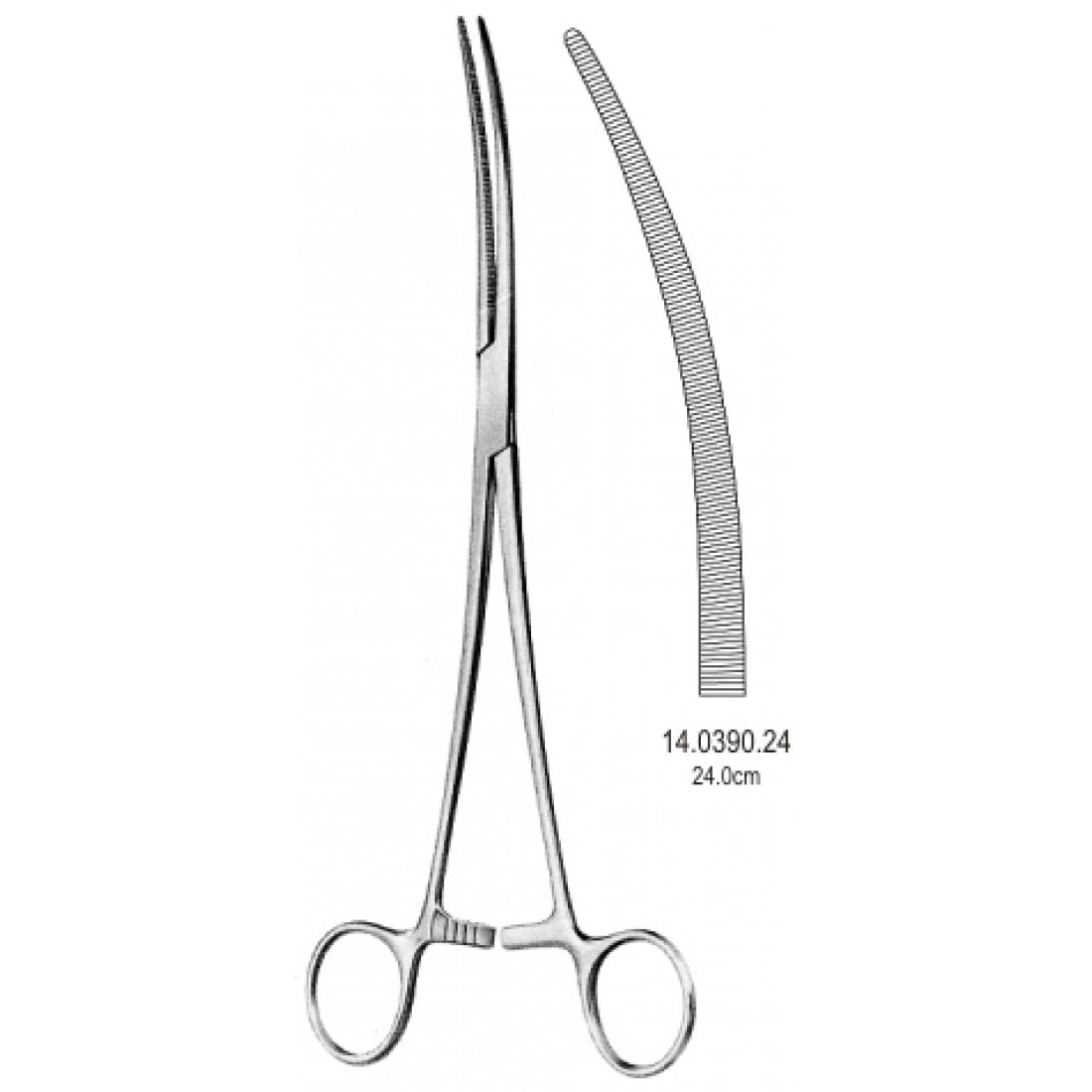 14.0390.24 Crafoord Bronş Klempi Eğri 24cm